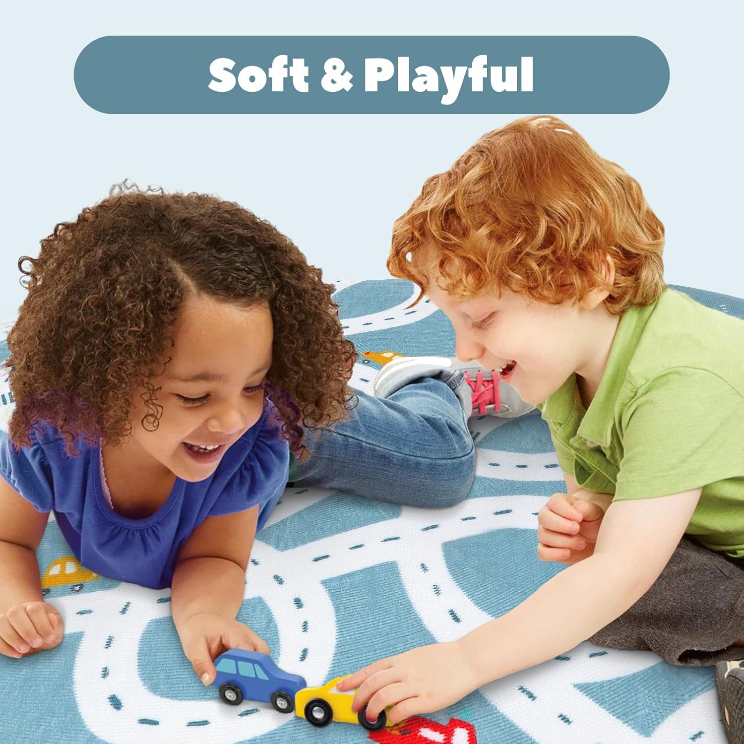 Alfombra de carretera pequeña para habitación de los niños, alfombra de juego lavable para niños de 3 x 5 pies, alfombra de juego antideslizante