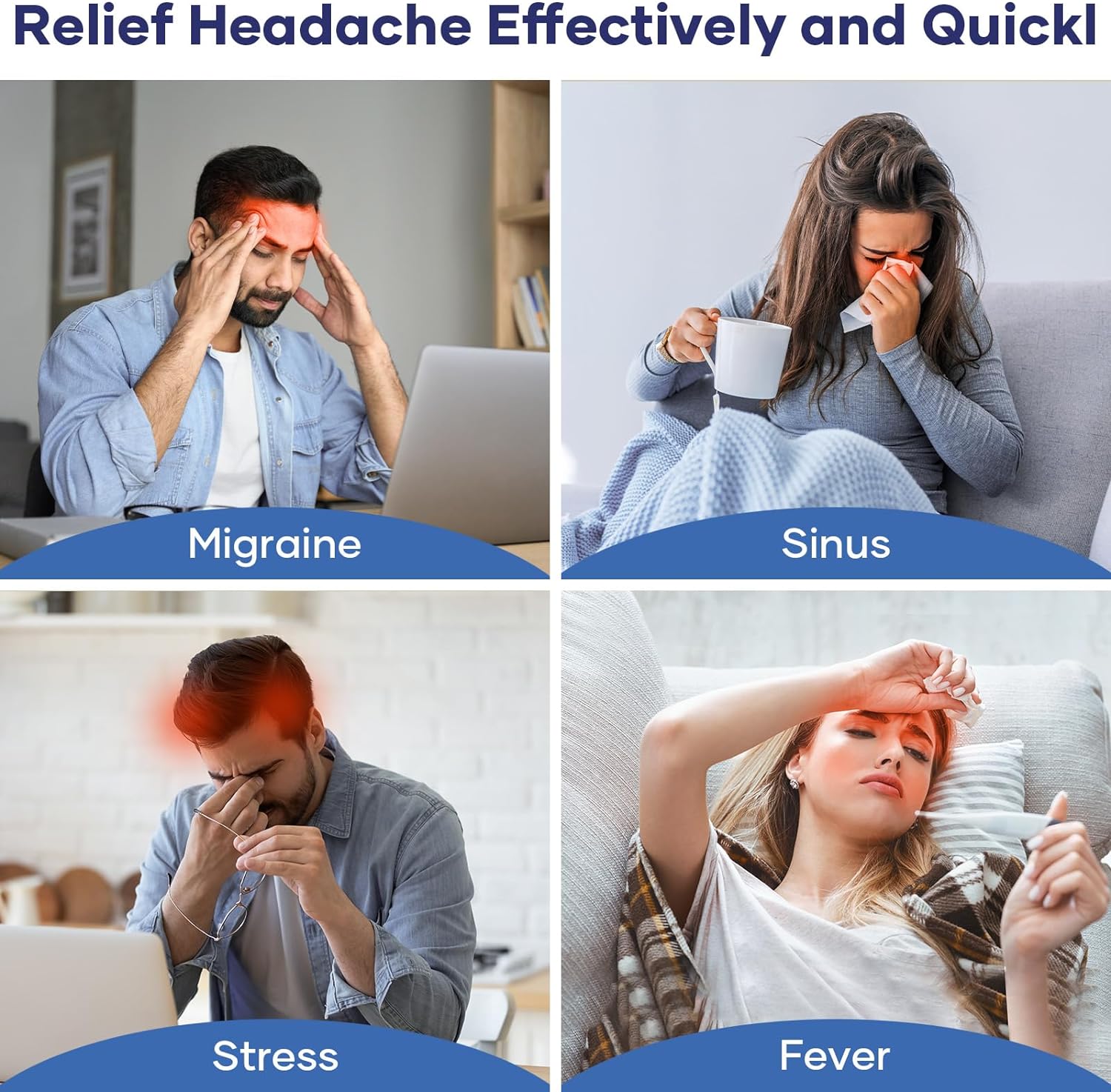 Gorro para aliviar la migraña, productos para aliviar el dolor de cabeza de migraña, máscara de gel refrescante para migraña, tensión, estrés y