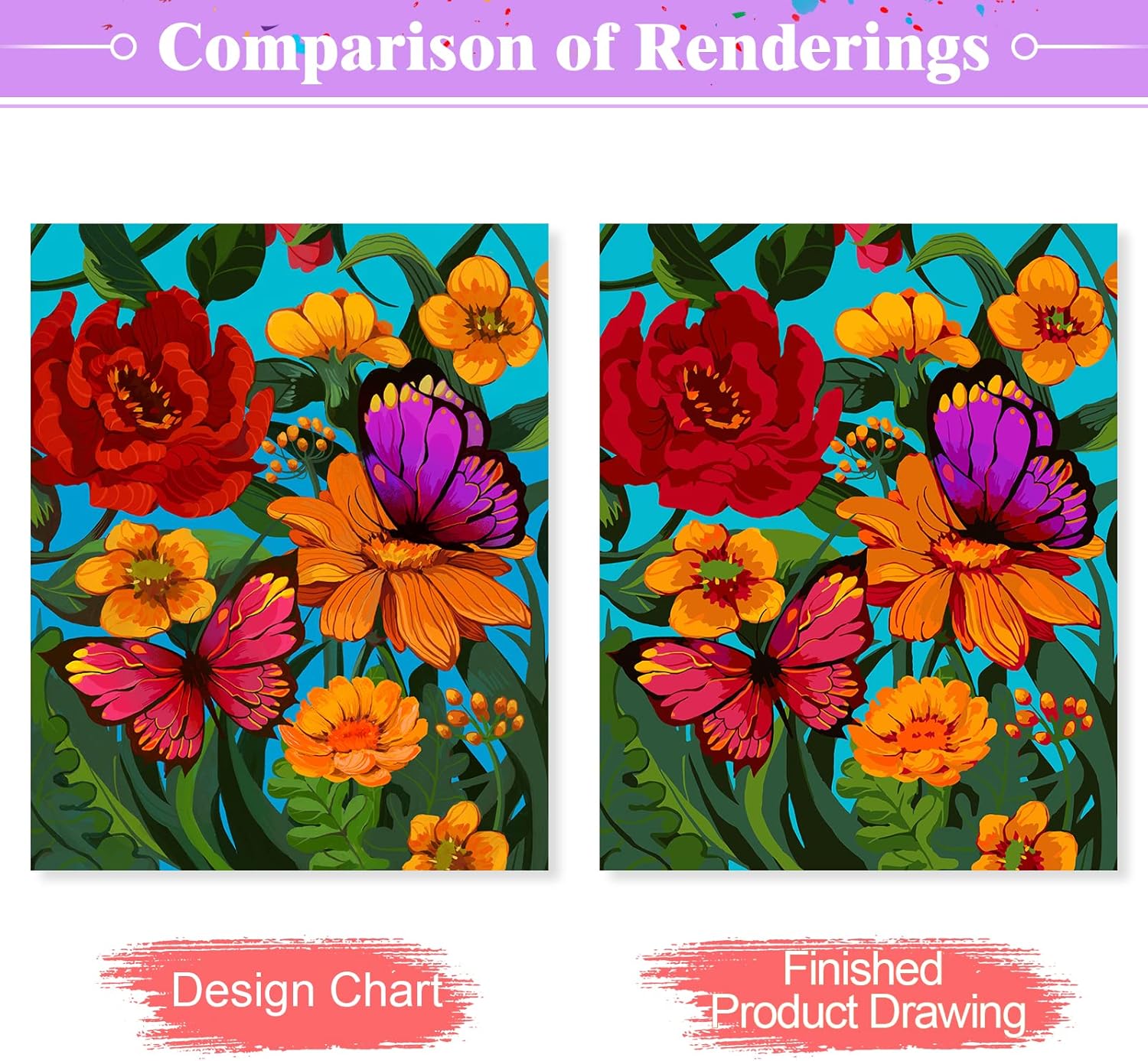 Pintura por números para adultos, flores de primavera, mariposa, kit de pintura predibujada al óleo para principiantes, lienzo de 16 x 20 pulgadas