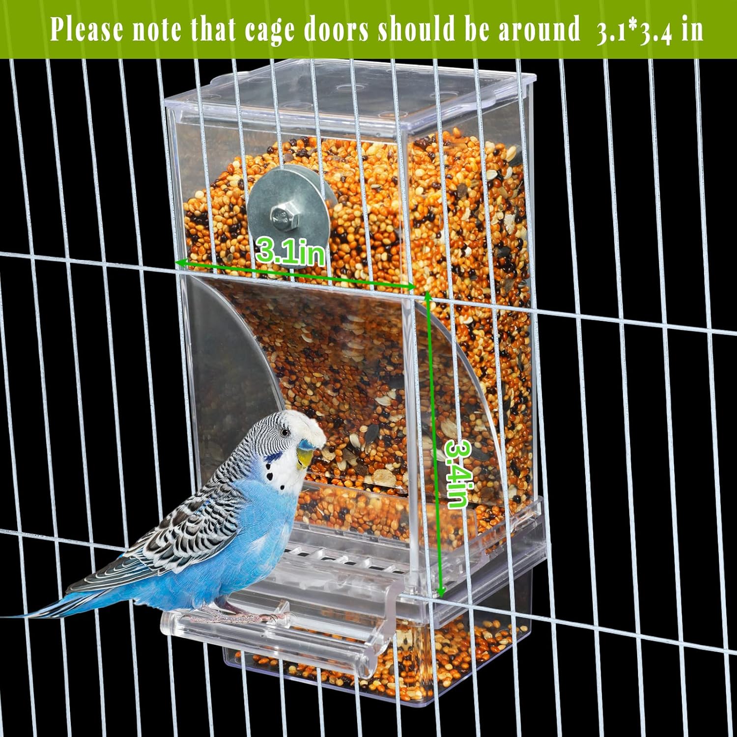 Rypet Paquete de 2 comederos automáticos para pájaros sin ensuciar, jaula transparente transparente para comederos de loros acrílicos, accesorios