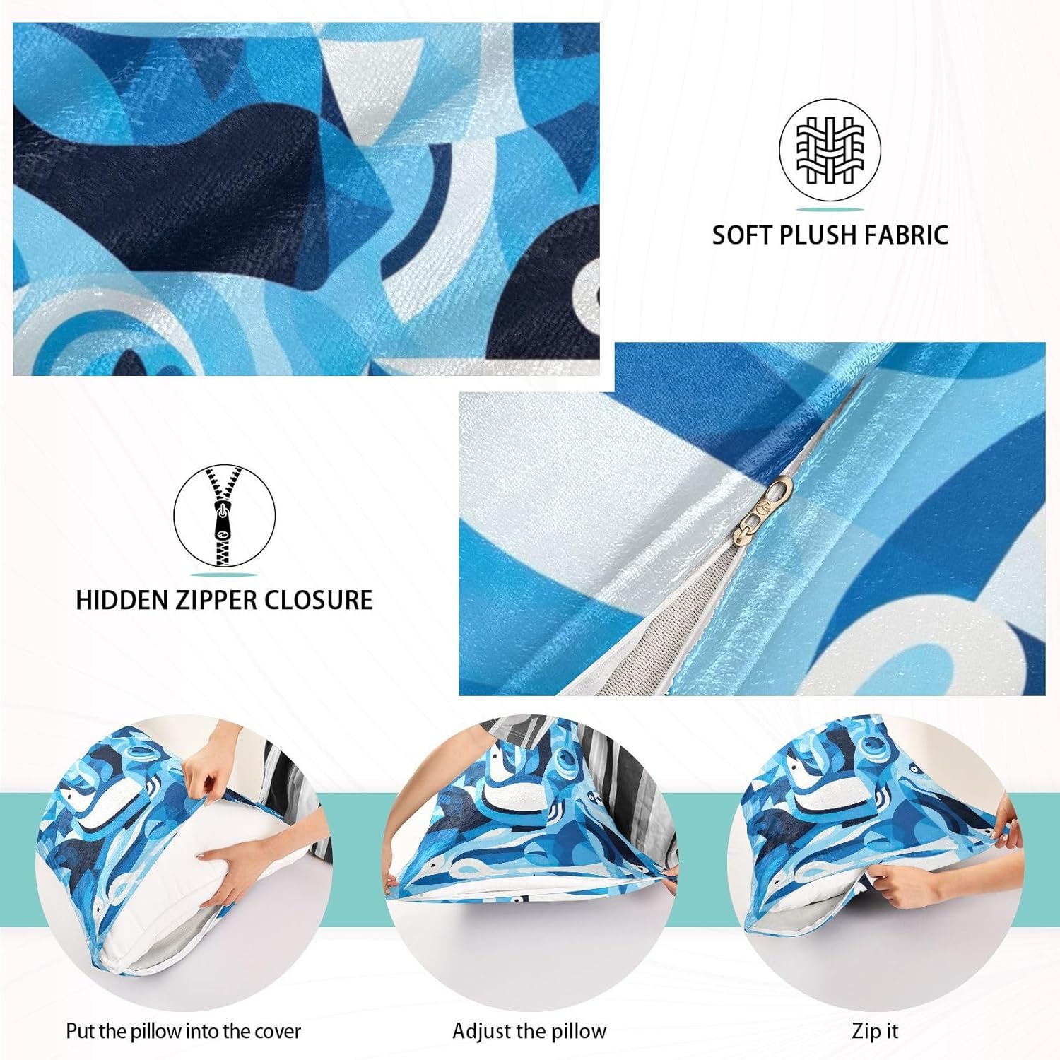 Fundas de almohada con diseño de pingüino iceberg, diseño ártico de mar azul, agradable a la piel, tamaño King, 21 x 54 pulgadas, funda de almohada