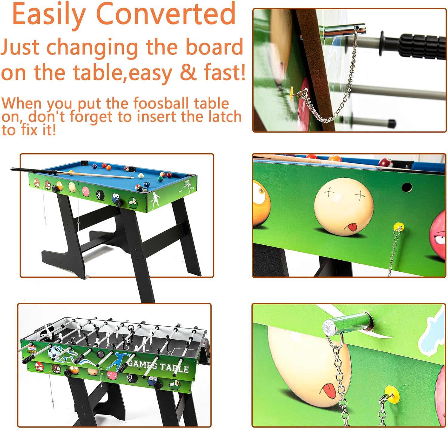 Multi Game Table HLC 48 inch Multi Game Combination Table Set 4ft Game Table
