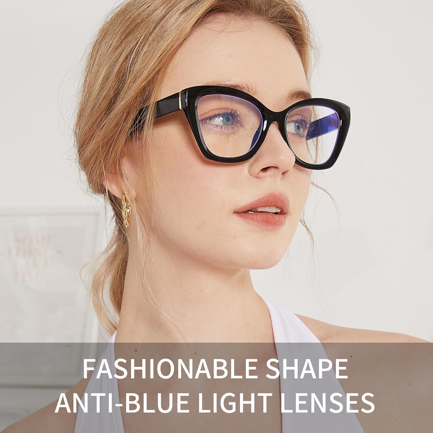 JM Paquete de 3 lentes de lectura de ojo de gato de gran tamaño para mujer, estilo Oprah moderno con bloqueo de luz azul