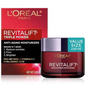 Crema facial hidratante facial de LOreal Paris Skin Care Revitalift Triple Power anti-edad con Pro Retinol Crema facial hidratante facial de LOreal Paris Skin Care Revitalift Triple Power anti-edad con Pro Retinol