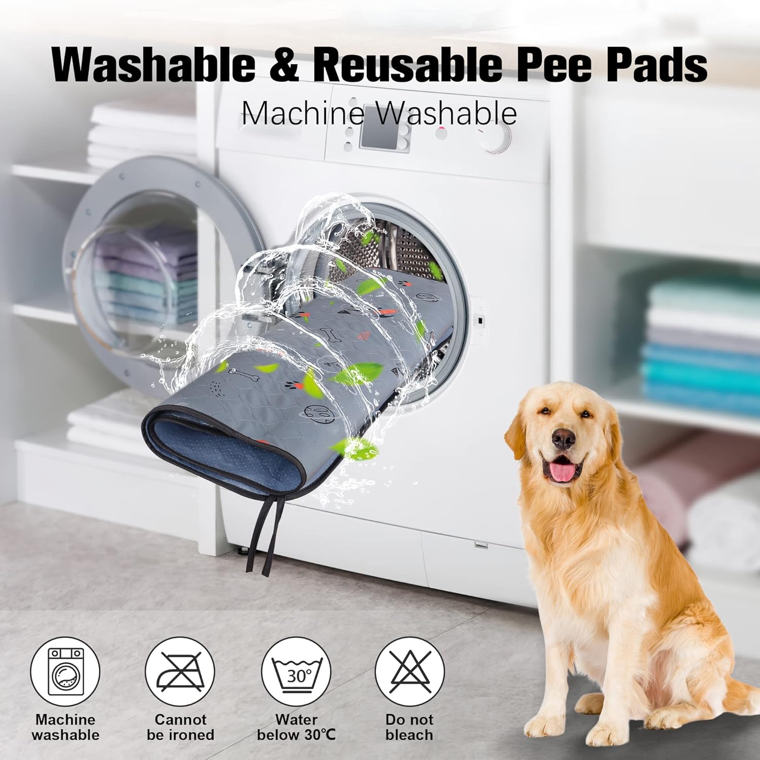 UPSKY Almohadillas lavables para orina para perros, paquete de 2 almohadillas para cachorros de 36 x 41 pulgadas, almohadillas reutilizables para