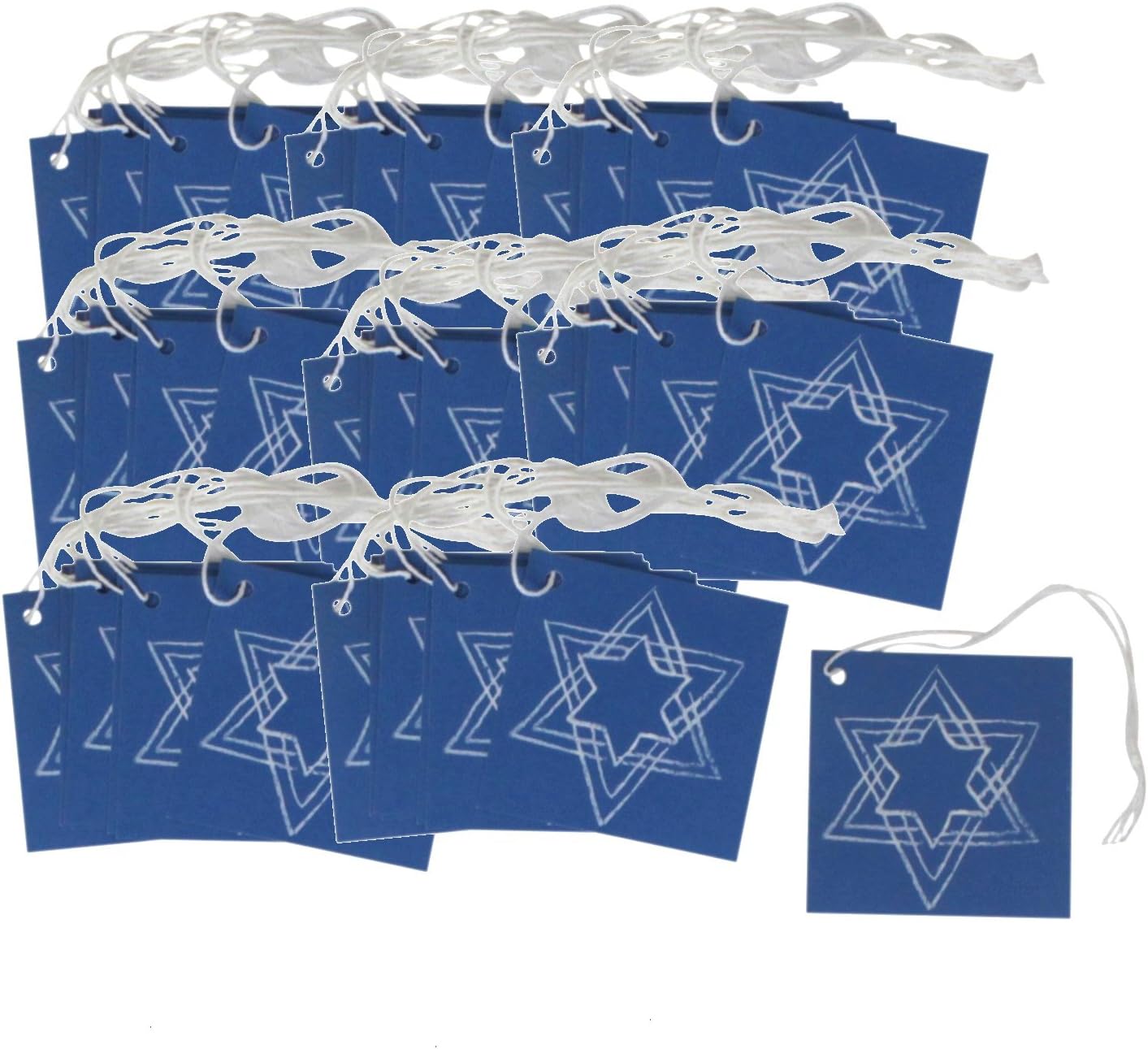 Iconikal Etiquetas de regalo de Hanukkah de cartulina, estrella de David, 60 unidades