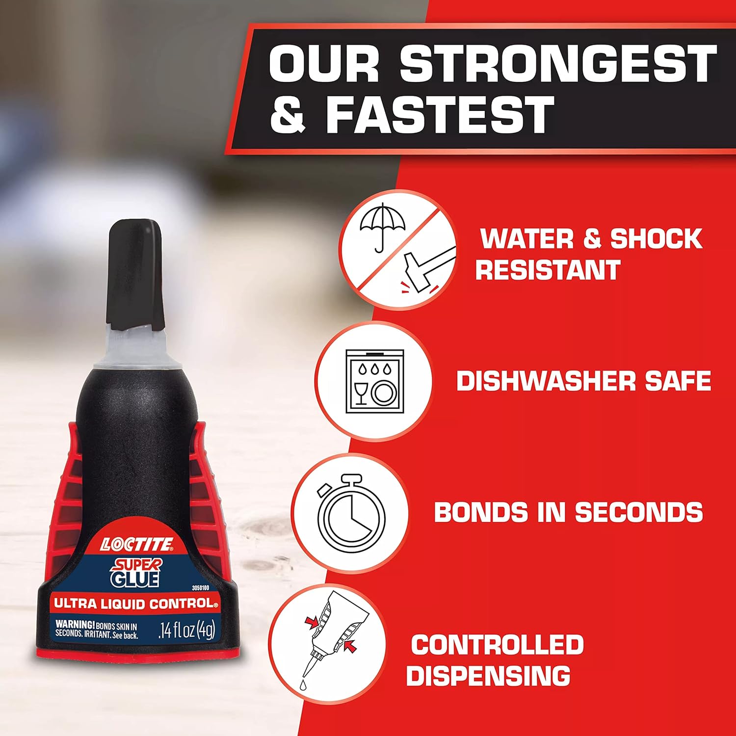 Loctite Super Glue Ultra Liquid Control, Superpegamento transparente, Adhesivo de cianoacrilato, pegamento instantáneo, secado rápido, botella de