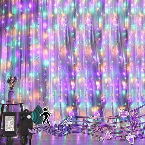 HAYATA 300 luces LED de cortina de Halloween, 9.8 pies x 9.8 pies, 30 V, enchufable, tira de luces de Halloween para exteriores, decoración de HAYATA 300 luces LED de cortina de Halloween, 9.8 pies x 9.8 pies, 30 V, enchufable, tira de luces de Halloween para exteriores, decoración de