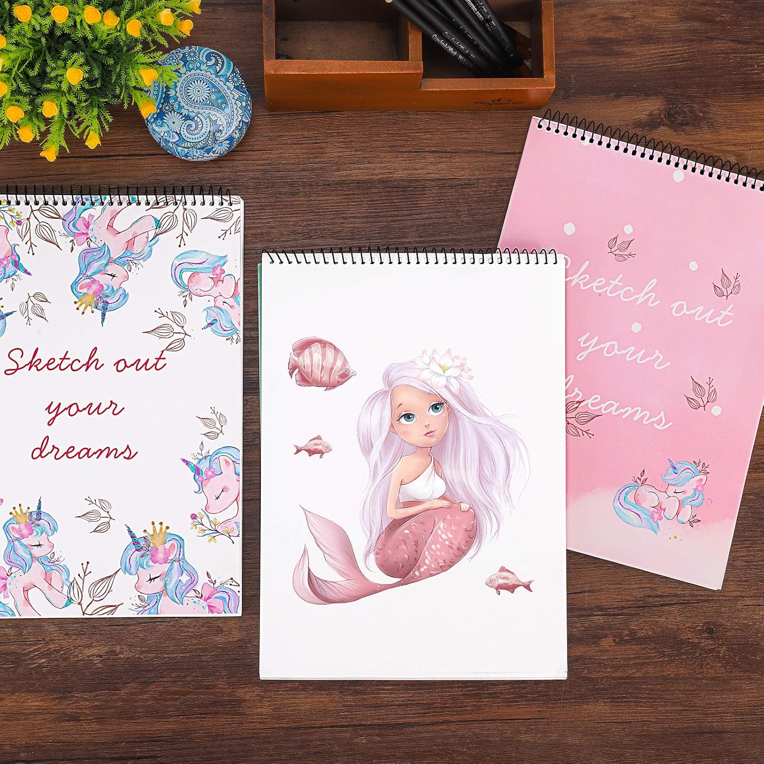 Cuaderno de bocetos para niños, libro de bocetos Unicron y papel de arte para niñas y artistas para dibujar y dibujar o garabatear, 8.5 x 11