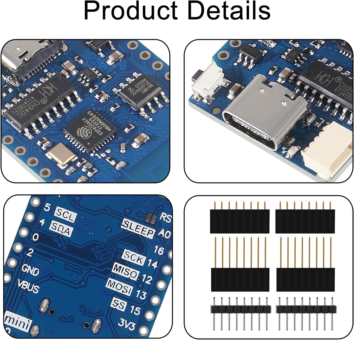 5pcs WeMos D1 Mini V4.0.0 Tipo-C USB WiFi Internet de las Cosas Basado en la Junta ESP8266 4MB Compatible con Arduino MicroPython Nodemcu (V4.0.0