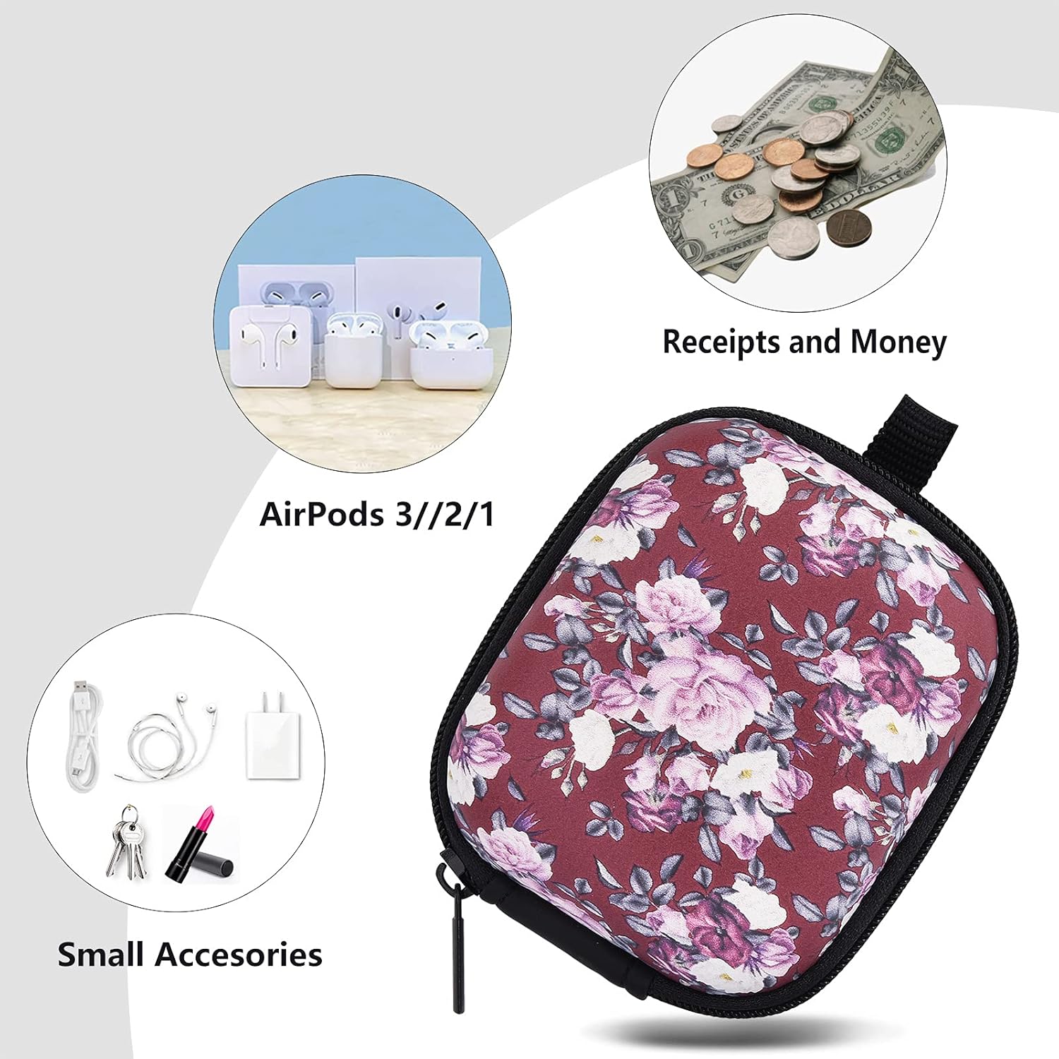 AIRSPO – Funda para auriculares, funda organizadora de auriculares, funda de transporte pequeña, bolsa de almacenamiento de EVA dura, a prueba de