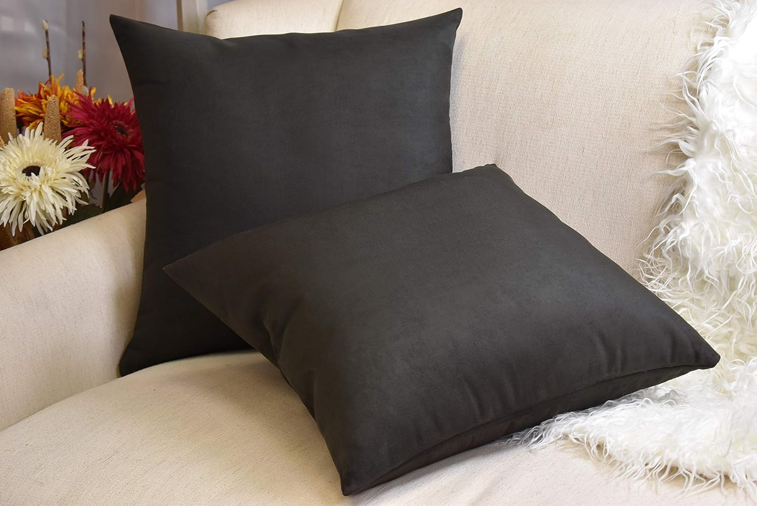 Funda decorativa de almohada MoonRest, de micro gamuza, 2 unidades, cubierta para cojín de gamuza sintética, (juego de 2 unidades)