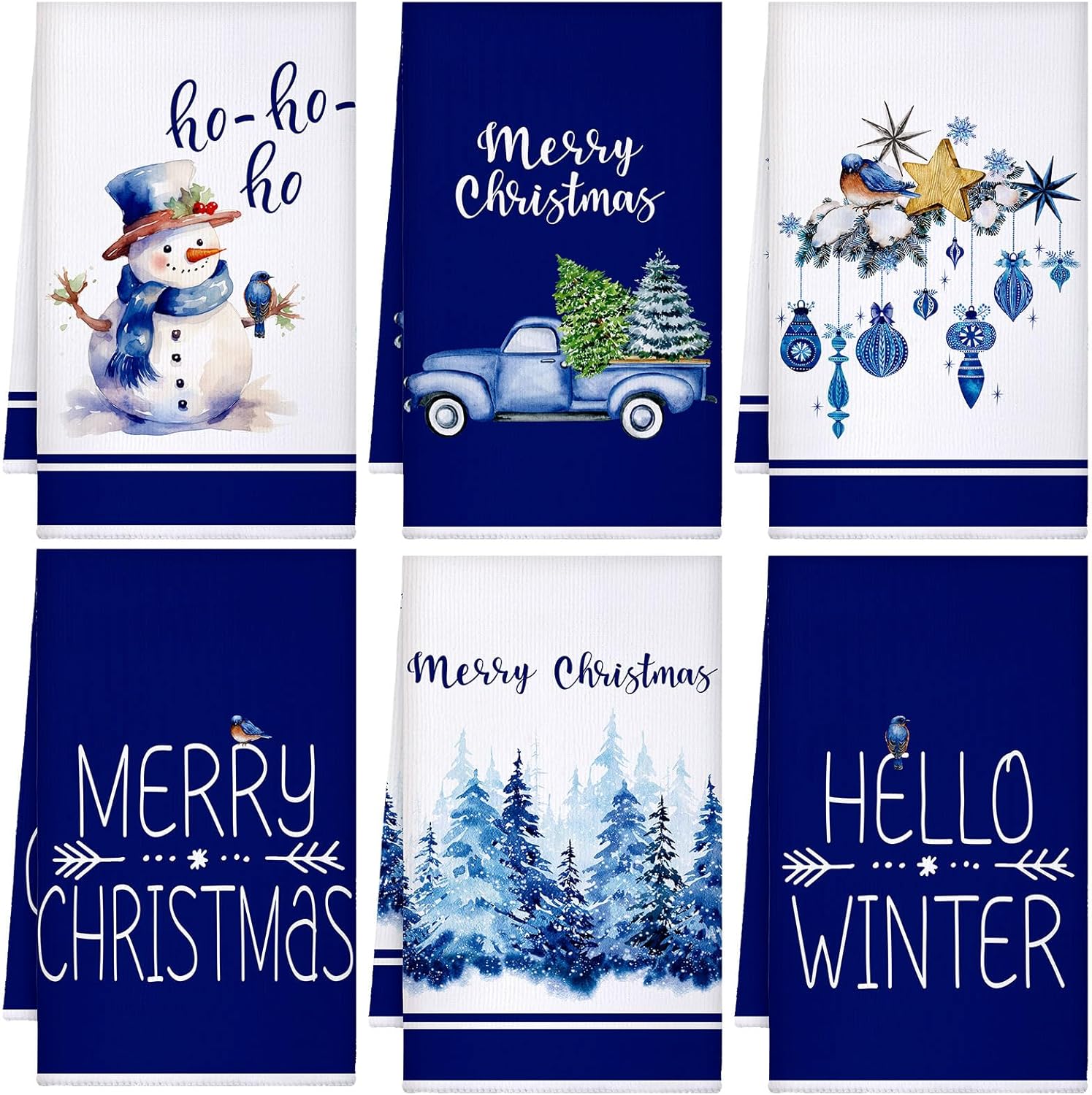 Geyoga 6 paños de cocina de Navidad de 16 x 24 pulgadas, absorbentes, paños de cocina, decoración de cocina de Navidad para Navidad, vacaciones,