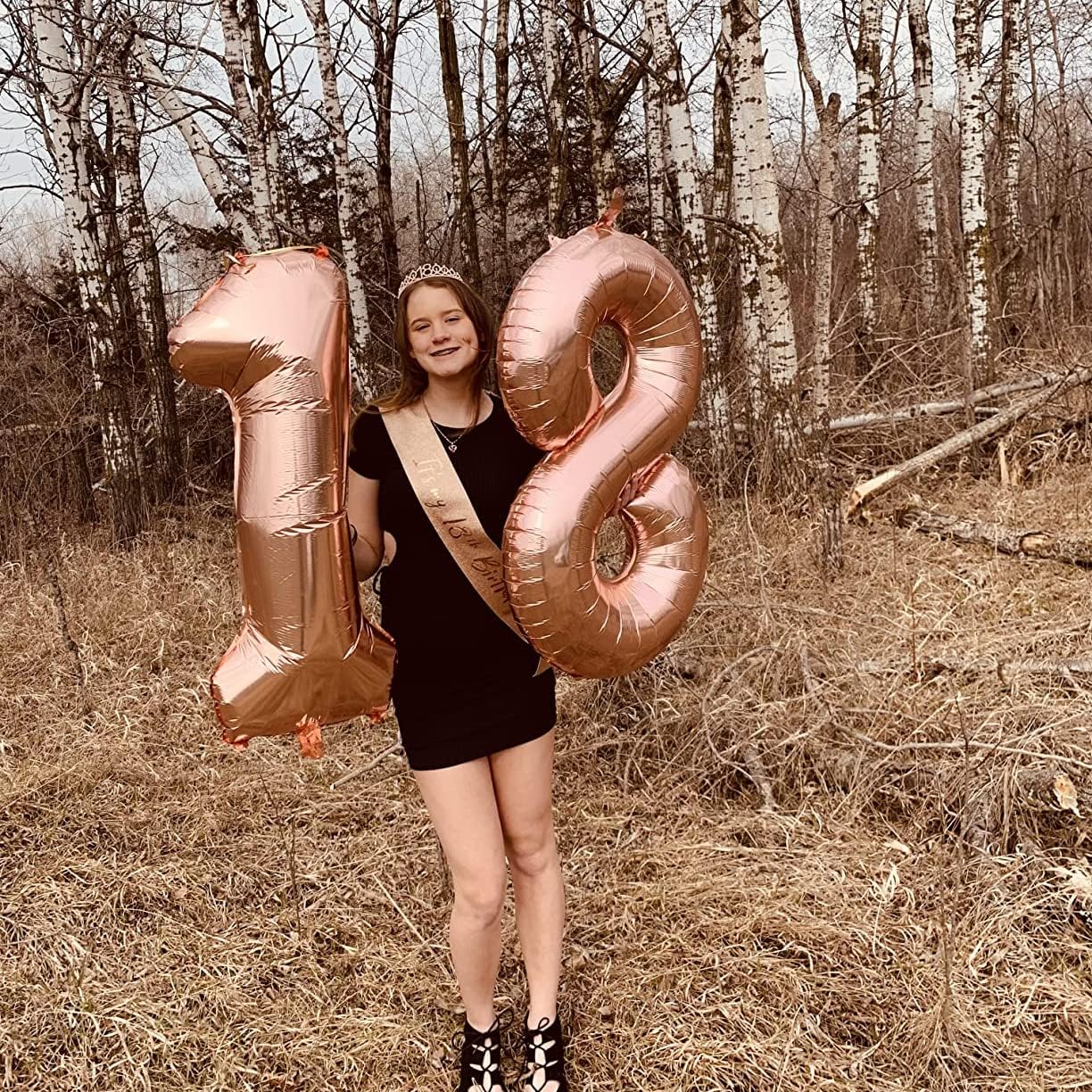 Globos de aluminio de Mylar de oro rosa con el número 18, globos gigantes de 40 pulgadas para niñas, globos de helio de número 1 y 8 de oro rosa