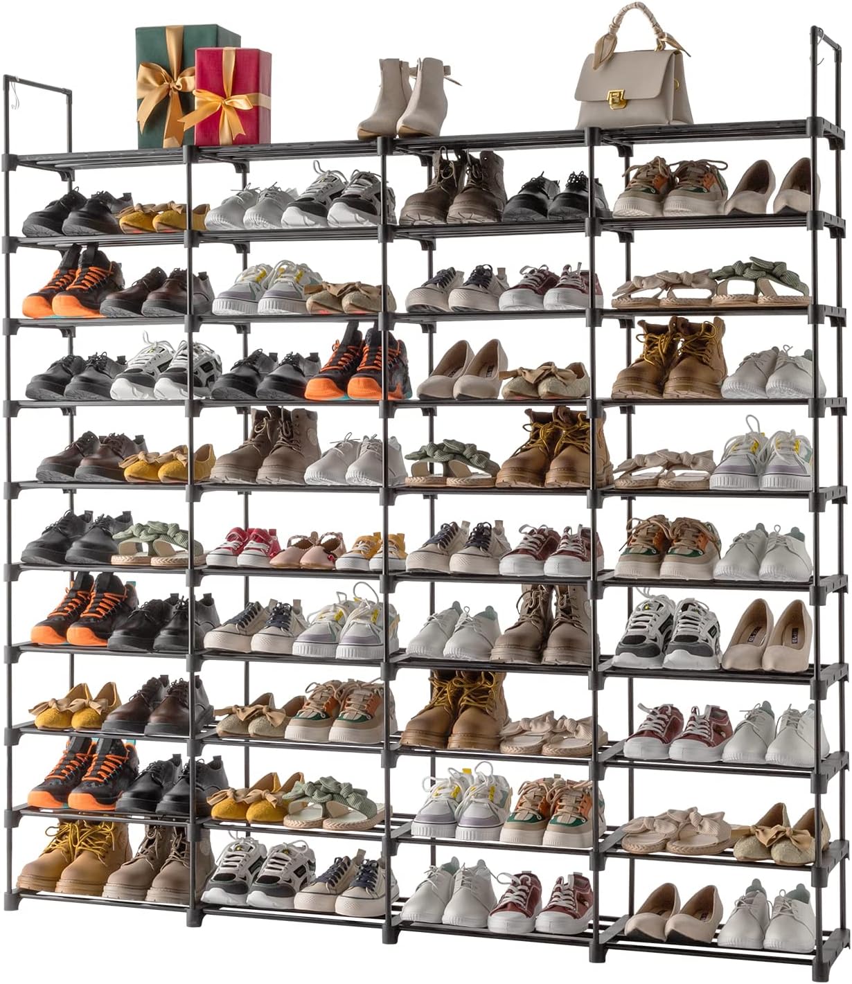 Zapatero de 10 niveles, organizador de almacenamiento para zapatos, organizador de zapatos para entrada, capacidad para 80 pares de zapatos,