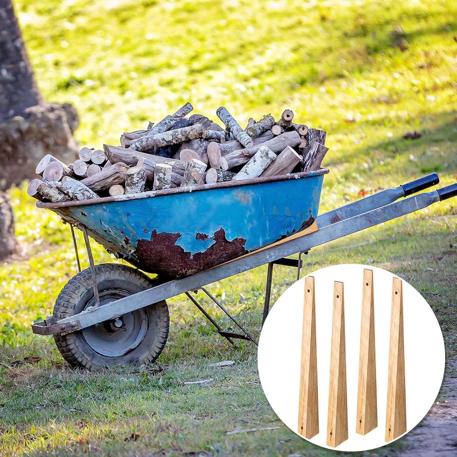 Kigley 4 piezas de cuñas de madera para carretilla para remolque, vagón, hogar, jardín, patio, garaje