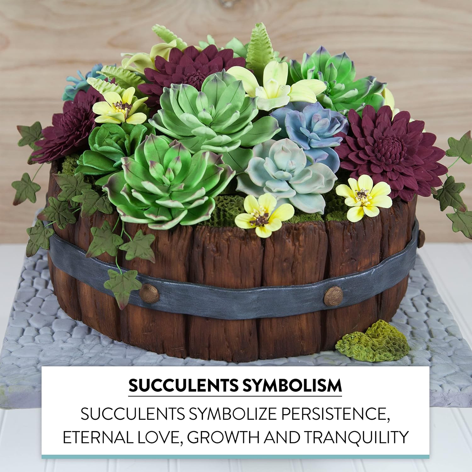 Global Sugart Art Succulents Parva Surtido de flores de pastel de azúcar, 3 unidades por el chef Alan Tetreault