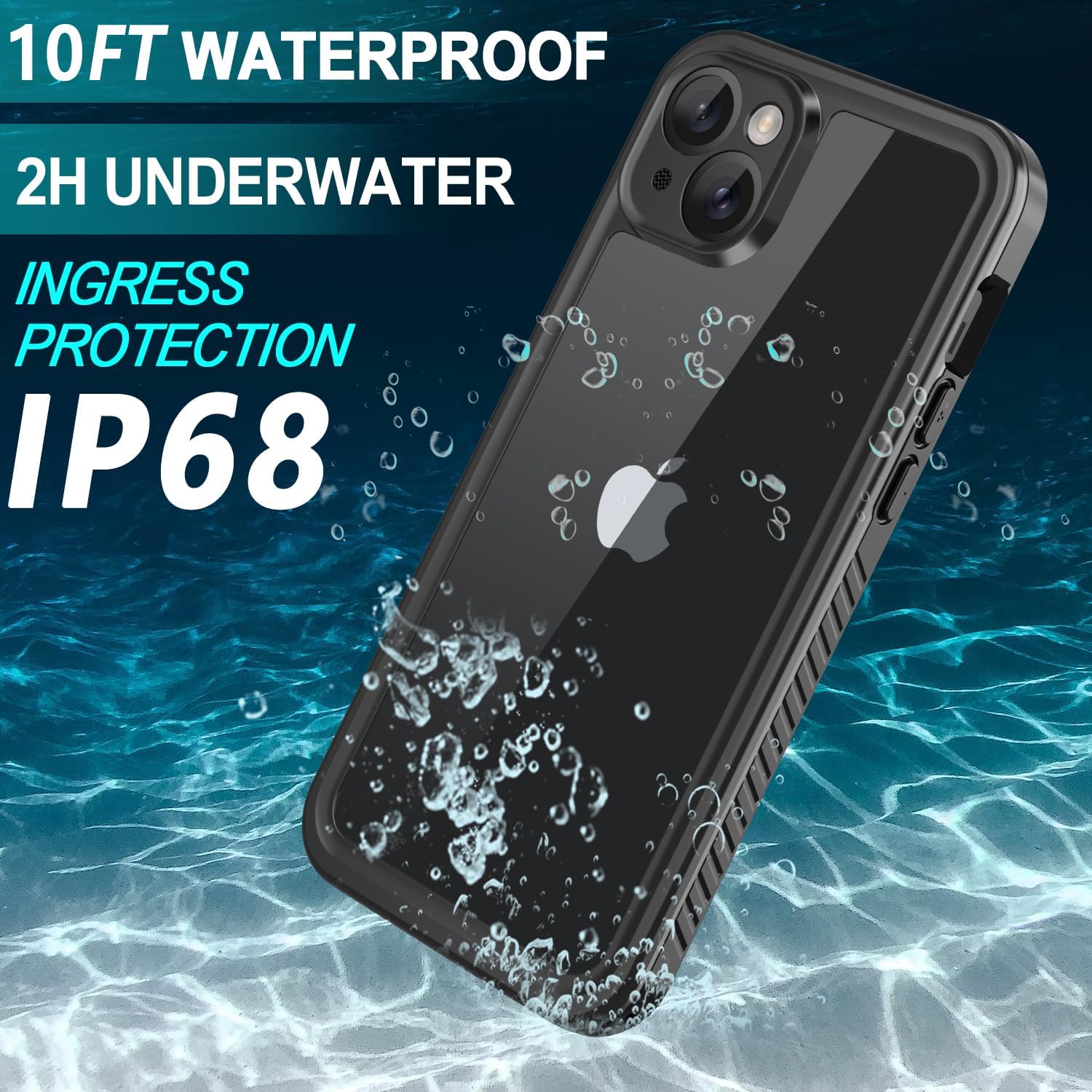 Diverbox Funda para iPhone 15 de 10 pies resistente al agua a prueba de golpes a prueba de caídas a prueba de caídas a prueba de polvo protector de
