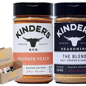 Kinders The Blend Seasoning and Bourbon Peach es libre de gluten, sin OMG y sin adición MSG Kinder Sal, pimienta y ajo  10.5 onzas paquete de 2 Kinders The Blend Seasoning and Bourbon Peach es libre de gluten, sin OMG y sin adición MSG Kinder Sal, pimienta y ajo  10.5 onzas paquete de 2