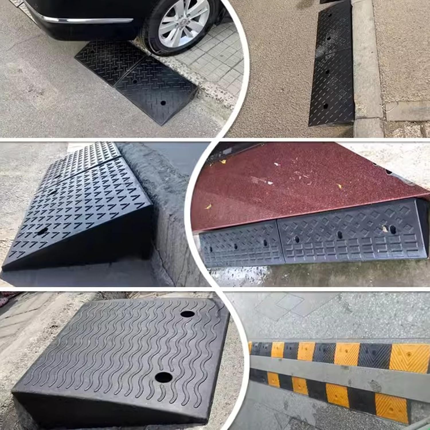 Rampa para silla de ruedas, rampa portátil para bordillos industriales, borde Threshol de goma duradera, umbral antideslizante y peldaños para acera
