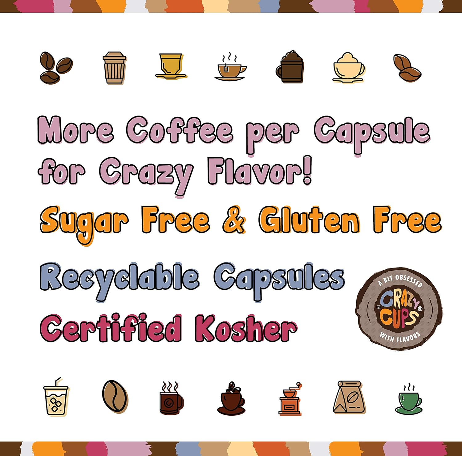 Crazy Cups Cápsulas de café saborizadas, café de especias de vainilla y calabaza, café de una sola porción para máquinas Keurig K Cup, café caliente