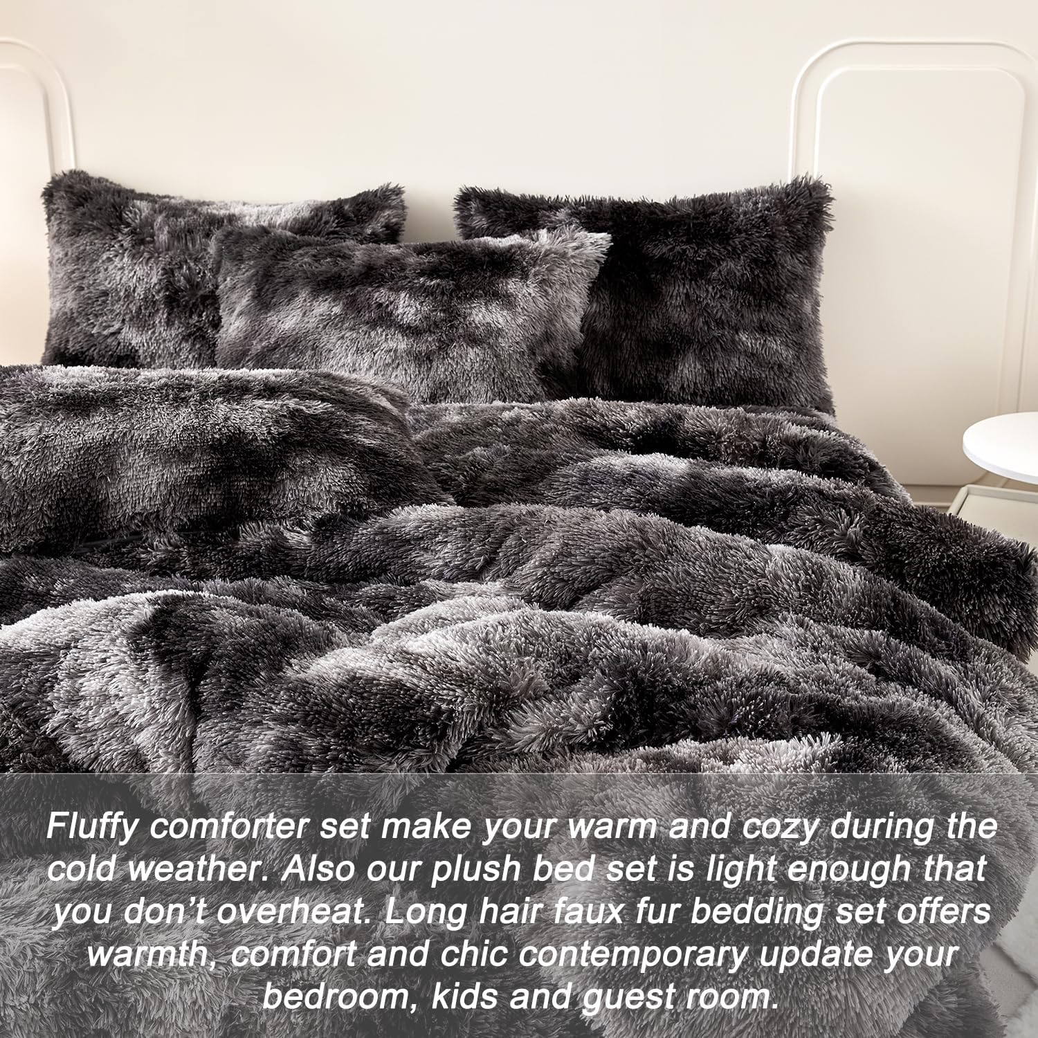 WINLIFE Juego de edredón lanudo tamaño individual, color gris para niños y adolescentes, juegos de ropa de cama de pelo sintético de franela peluda,