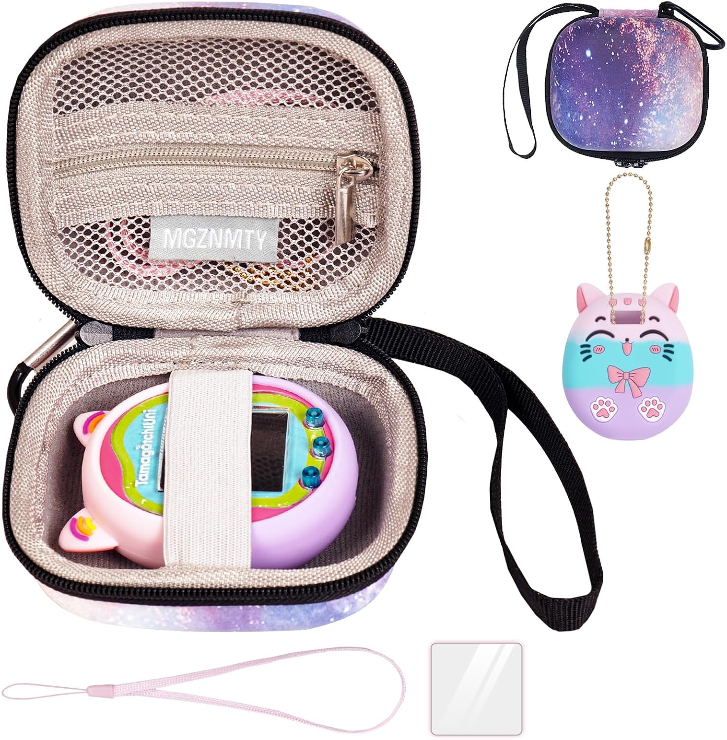 MGZNMTY Funda de viaje y funda de silicona para máquina virtual de mascotas Tamagotchi Uni, protector de pantalla compatible con Tamagotchi Uni
