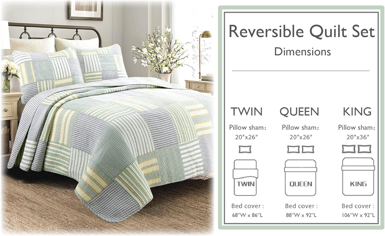 Cozy Line Home Fashions Daniel Denim – Juego de ropa de cama reversible de algodón a cuadros azules