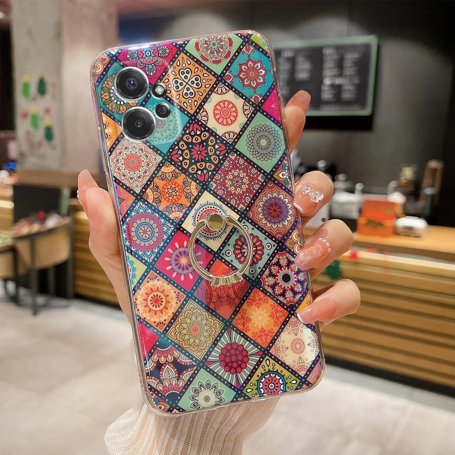 Funda para Motorola Moto G Power (2023), retro, delgada, a prueba de golpes, para niñas y mujeres, con soporte de anillo dorado, funda de teléfono