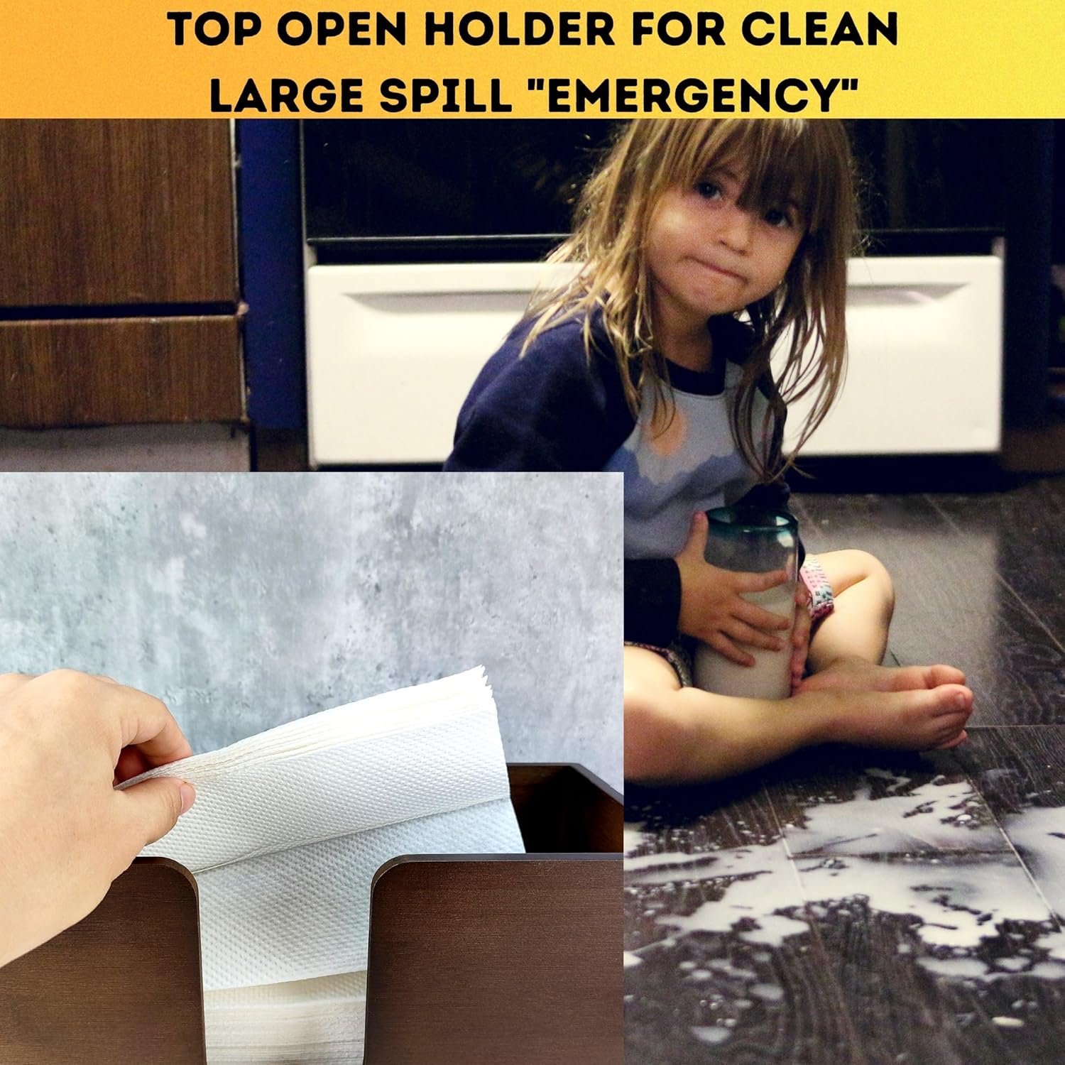 Dispensador de bambú multiuso para toallas de papel, para montaje en pared o en encimera, para toallas de mano del baño, servilletas y pañuelos