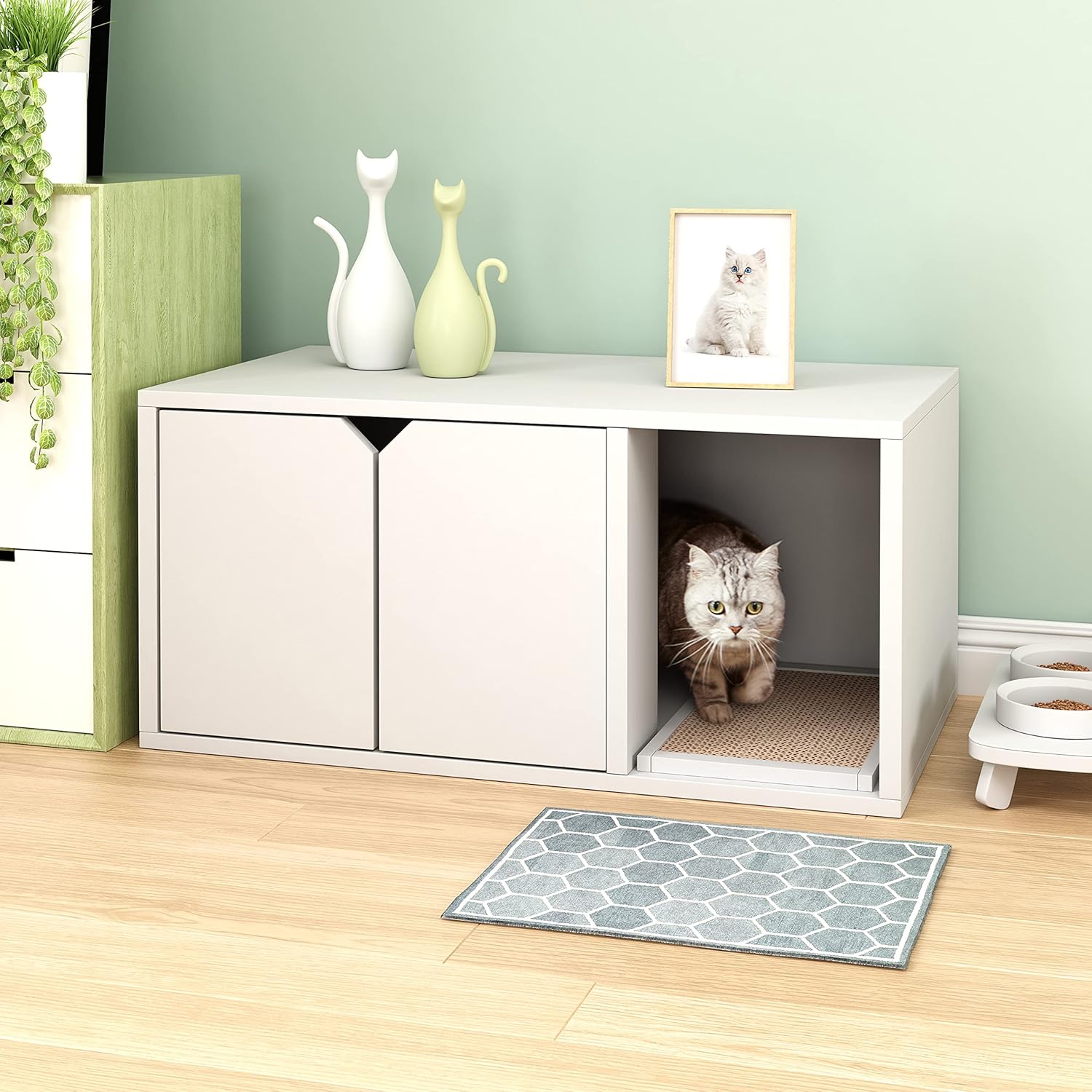 WAY BASICS Caja de arena para gatos Muebles ocultos (almohadilla de arañazos incluida)