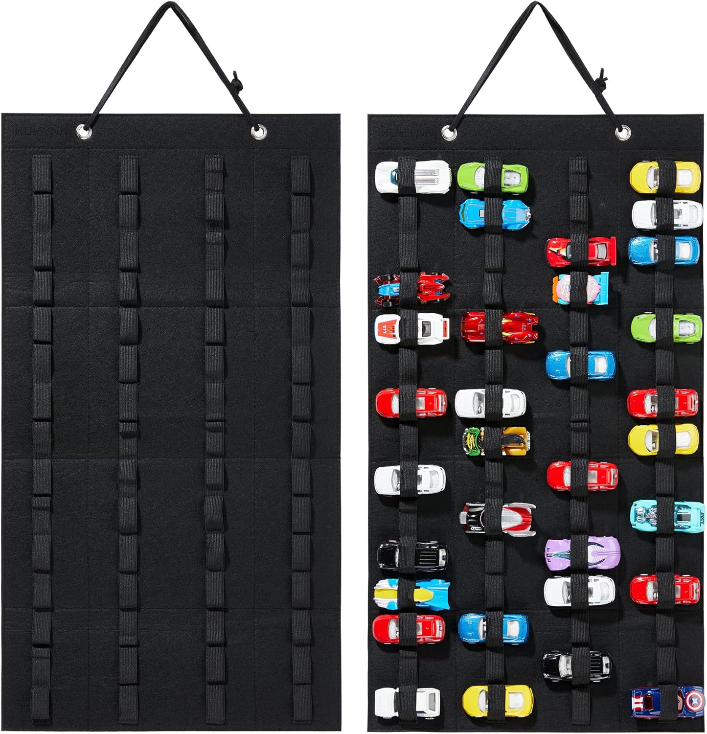 HUHYNN Vitrina compatible con 60 Hot Wheels, organizador colgante para Hot Wheels Matchbox Cars, vitrina de montaje en pared para Hot Wheels se