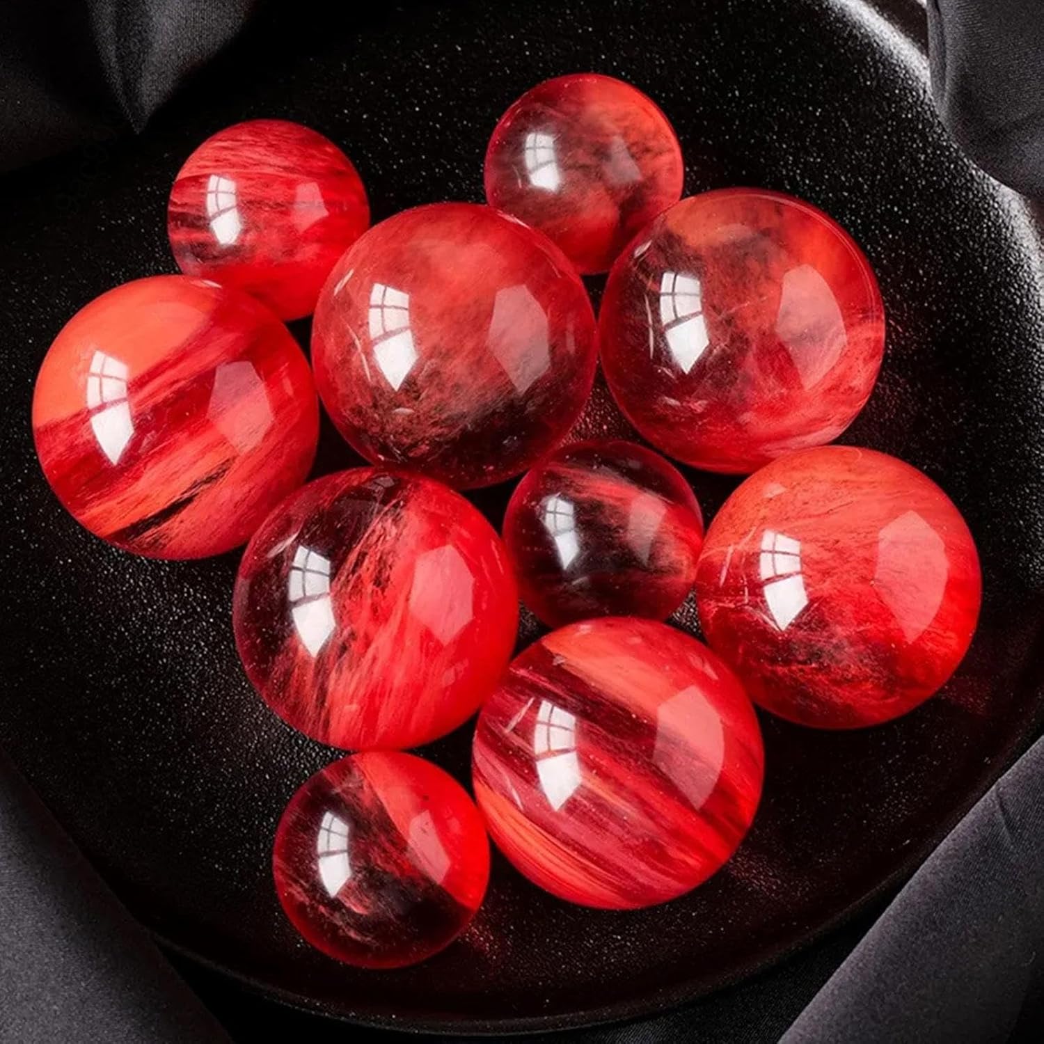 Bola de cristal de cuarzo fundido rojo transparente  Bola de obsidiana roja  Esfera de bola de rubí de cristal rojo natural  Piedra preciosa de