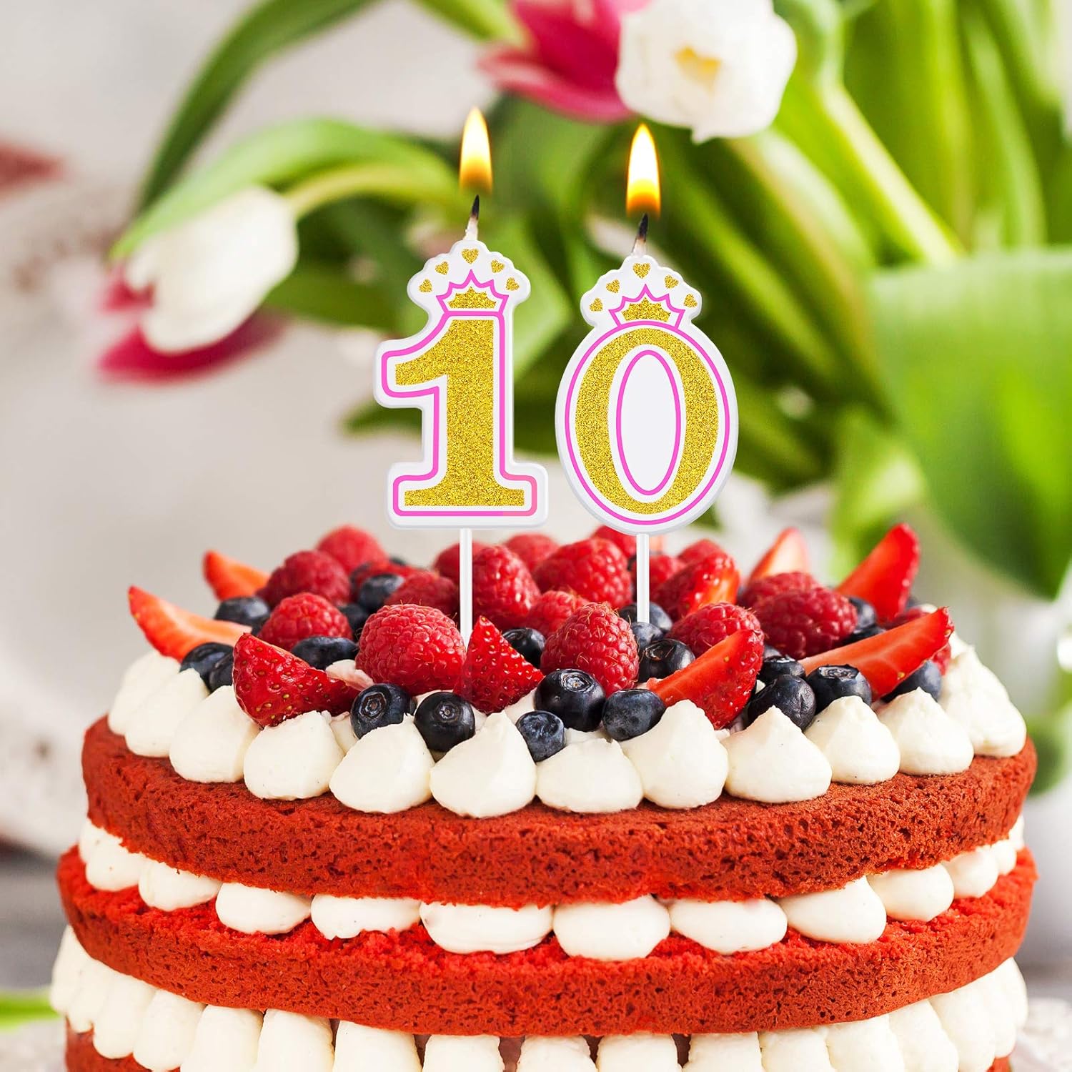 Vela de 10 cumpleaños para niña y niño, vela número 10, velas numéricas para tarta, velas para cumpleaños, bodas, aniversarios, fiestas, suministros