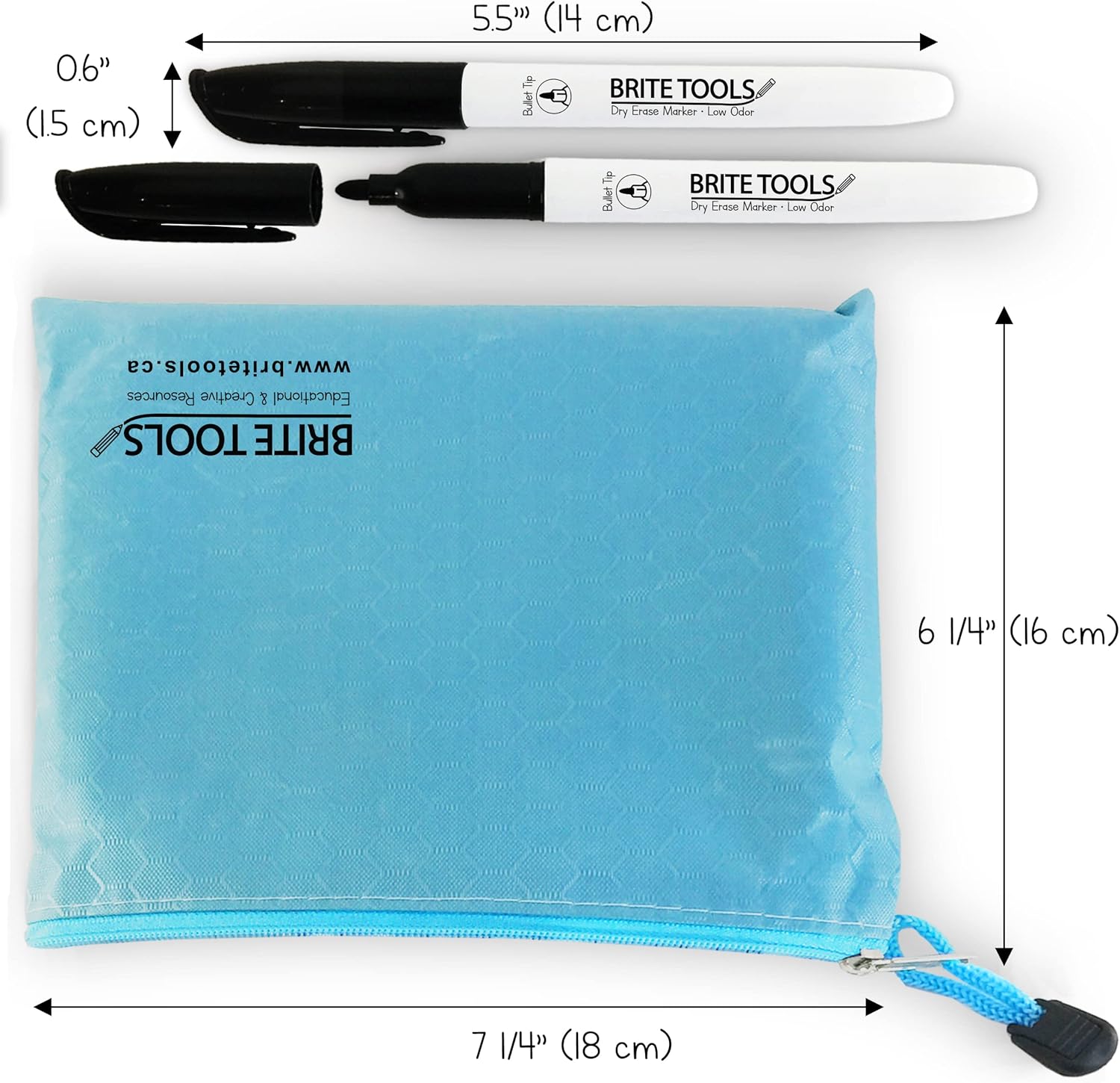 Brite Tools 30 marcadores negros de borrado en seco de bajo olor con punta fina y bolsa de almacenamiento para pizarra blanca, niños, estudiantes,