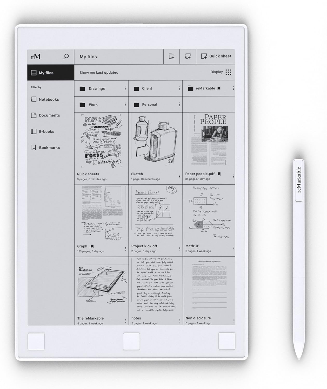 reMarkable 1  La tableta de papel de primera generación  Bloc de notas digital de 10.3 pulgadas, sensación de papel con baja latencia y pantalla