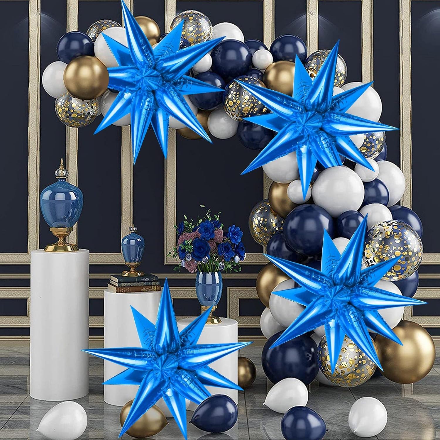 60 globos de papel de aluminio con forma de estrella, globos de cono de 12 puntos, globos mágicos en explosión, grandes para bodas, aniversarios,