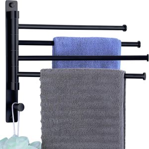 TRUSTMI Toallero giratorio SUS 304 de acero inoxidable con 4 brazos para baño, montado en la pared, colgador de toallas de baño, organizador de TRUSTMI Toallero giratorio SUS 304 de acero inoxidable con 4 brazos para baño, montado en la pared, colgador de toallas de baño, organizador de