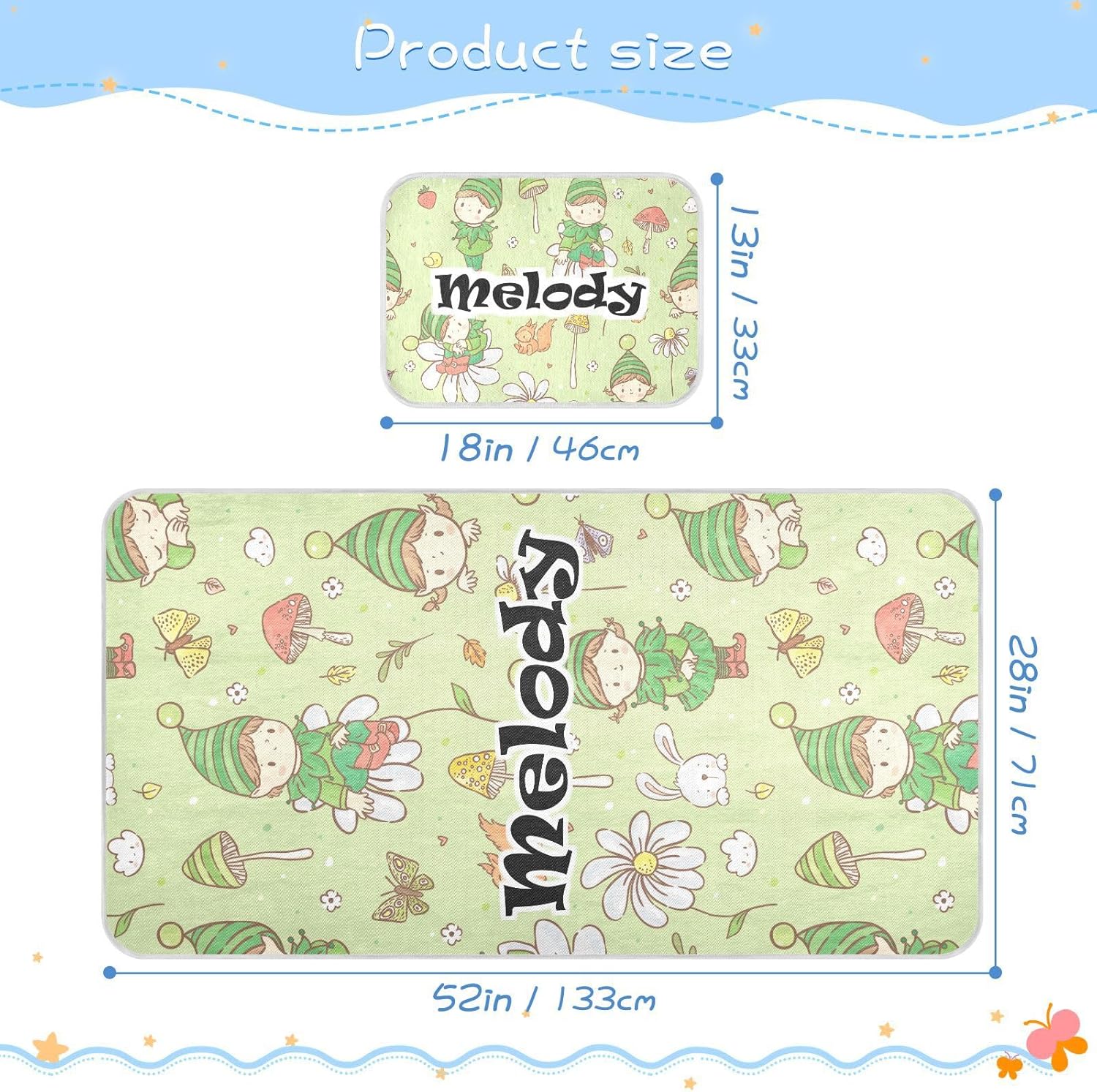 Custom Elf Crib Mattress Protector Pad for Boys Girls Baby Ice Silk Mat Bed Toddler Mattress Sheets Cooling Mattress Topper Play Mat for Kids