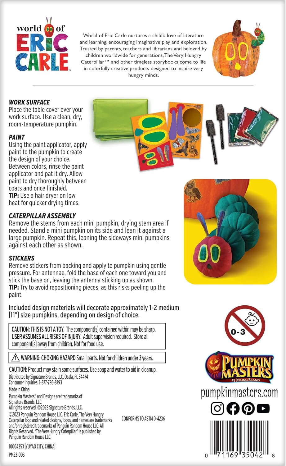 Pumpkin Masters World of Eric Carle – Kit de pintura y decoración fácil limpieza con mantel incluido