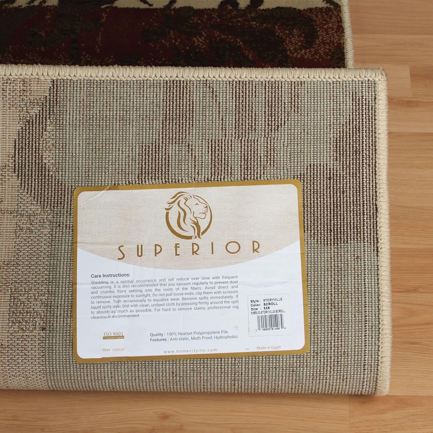 SUPERIOR Aspatria – Alfombra geométrica de desplazamiento para interiores con respaldo de yute, 5 x 8 pies, marfil