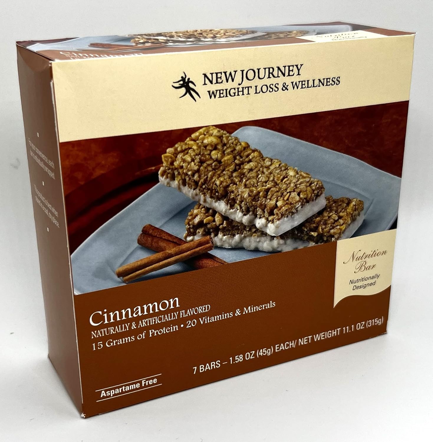 Cinnamon Bar – New Journey Weight Loss & Wellness – Barra nutricional de reemplazo de comidas con alto contenido de proteínas (7 barescaja)