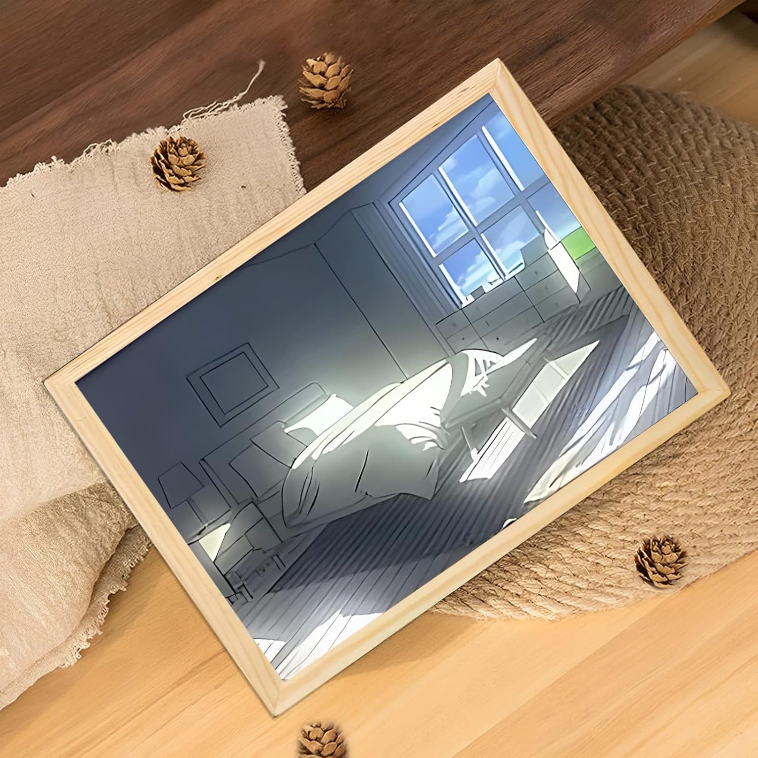 Pintura artística con luz LED, elegante marco de fotos iluminado, para pared, dormitorio, sala de estar, decoración del hogar, LED brillante detrás