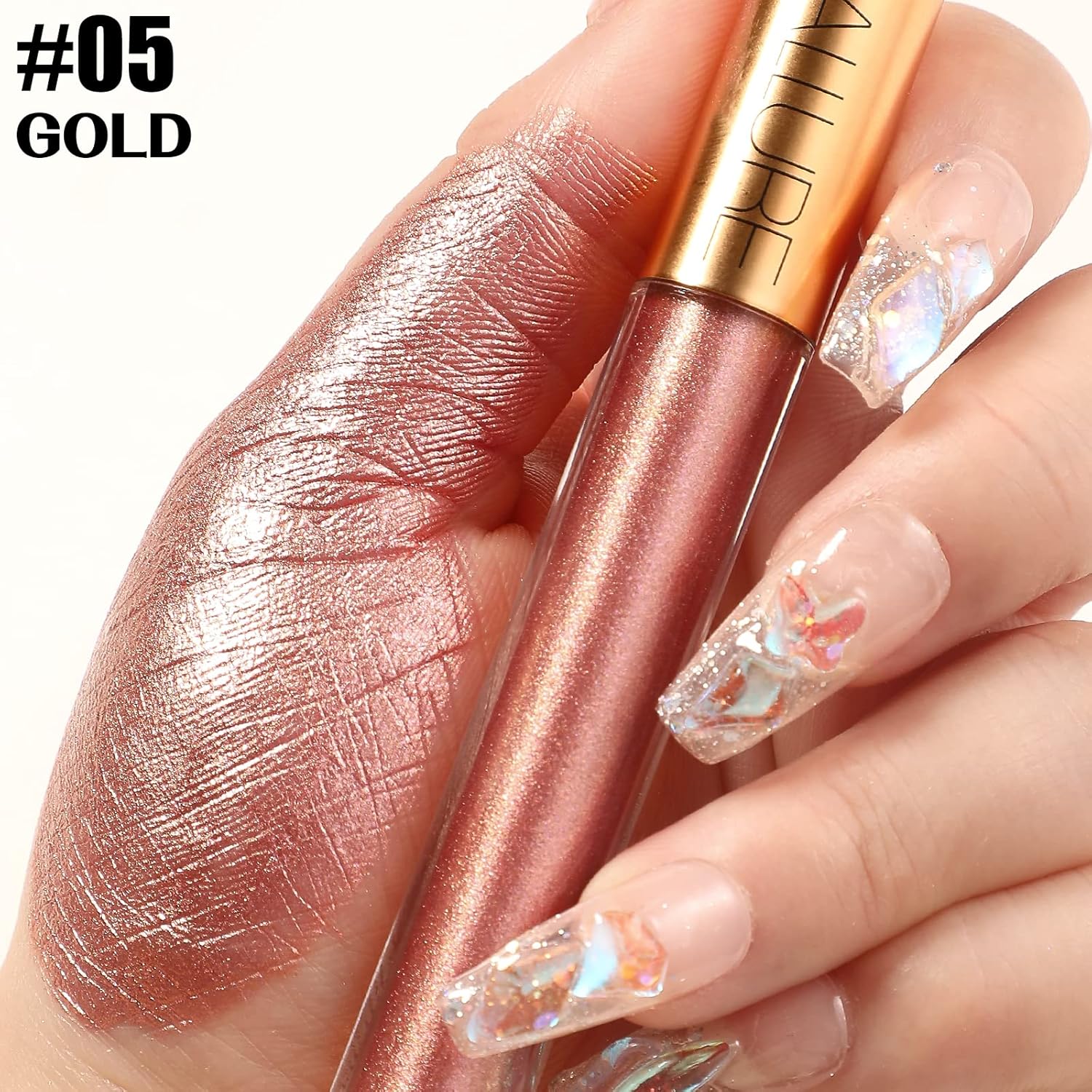 FOCALLURE Lápiz labial líquido de camaleón metálico, brillo de labios con purpurina, acabado brillante, maquillaje de labios de copa antiadherente