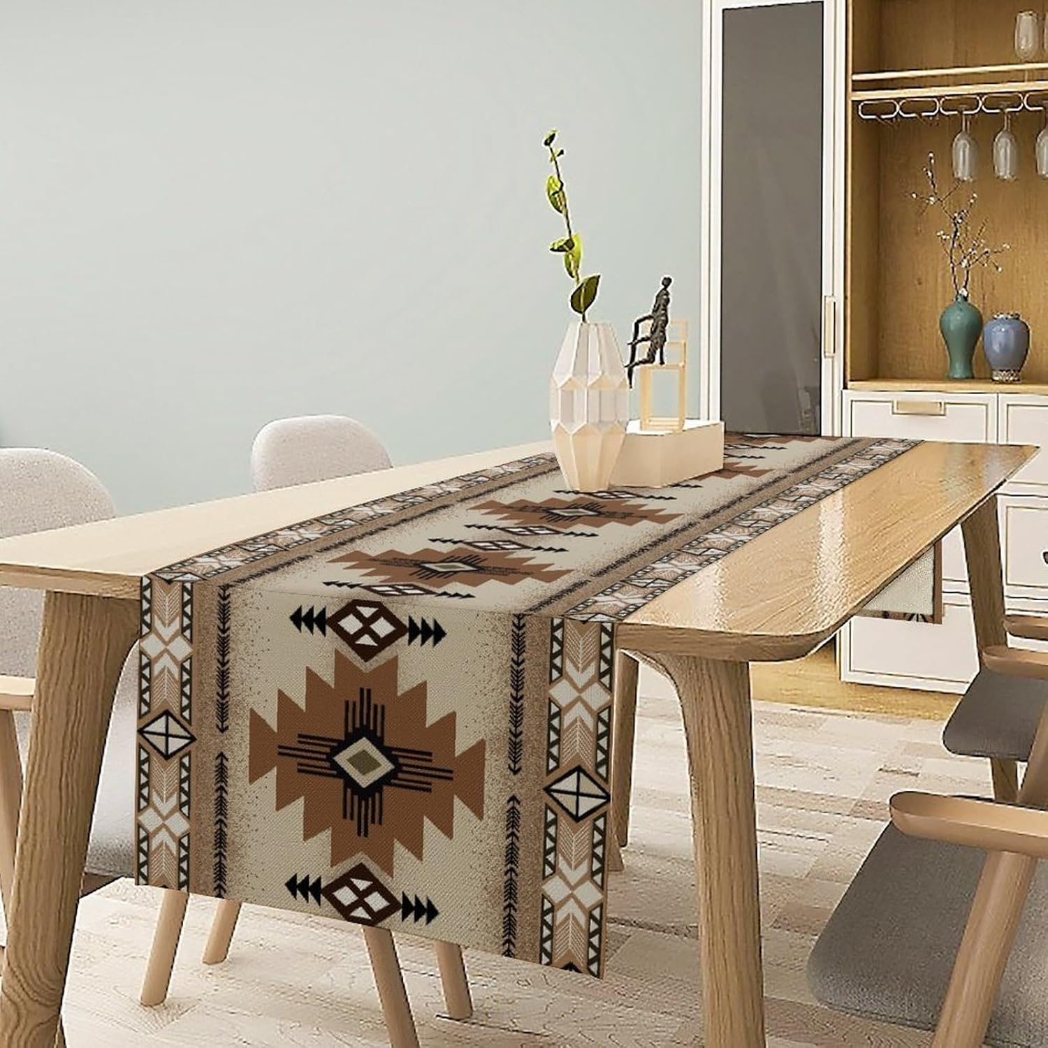 Camino de mesa Southwest Boho, vintage, bohemio, nativo americano, tribal, geométrico, para cocina, café, 36 x 13 pulgadas