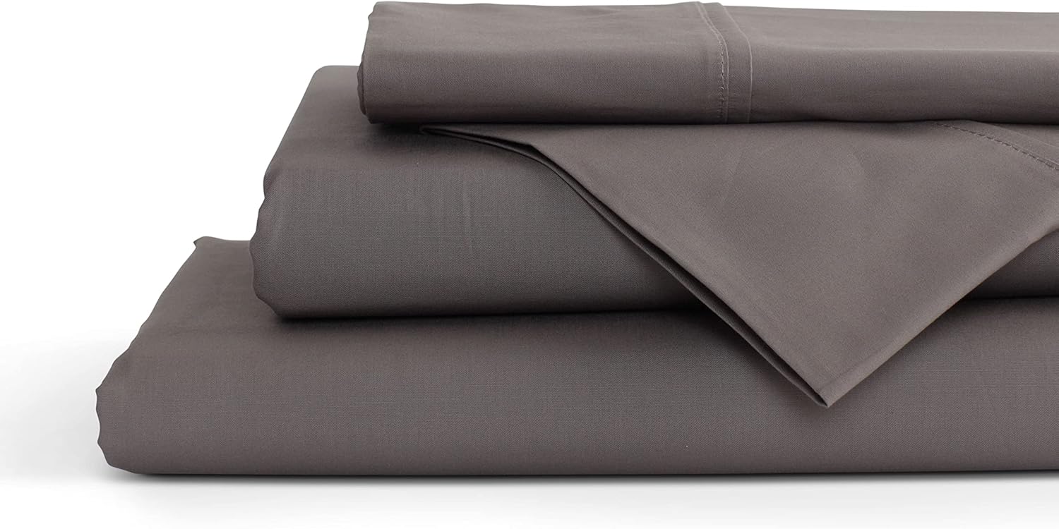 Juego de ropa de cama de 4 piezas de 800 hilos, 100% algodón egipcio suave, color gris oscuro, tamaño King, algodón de fibra larga, colchón que se