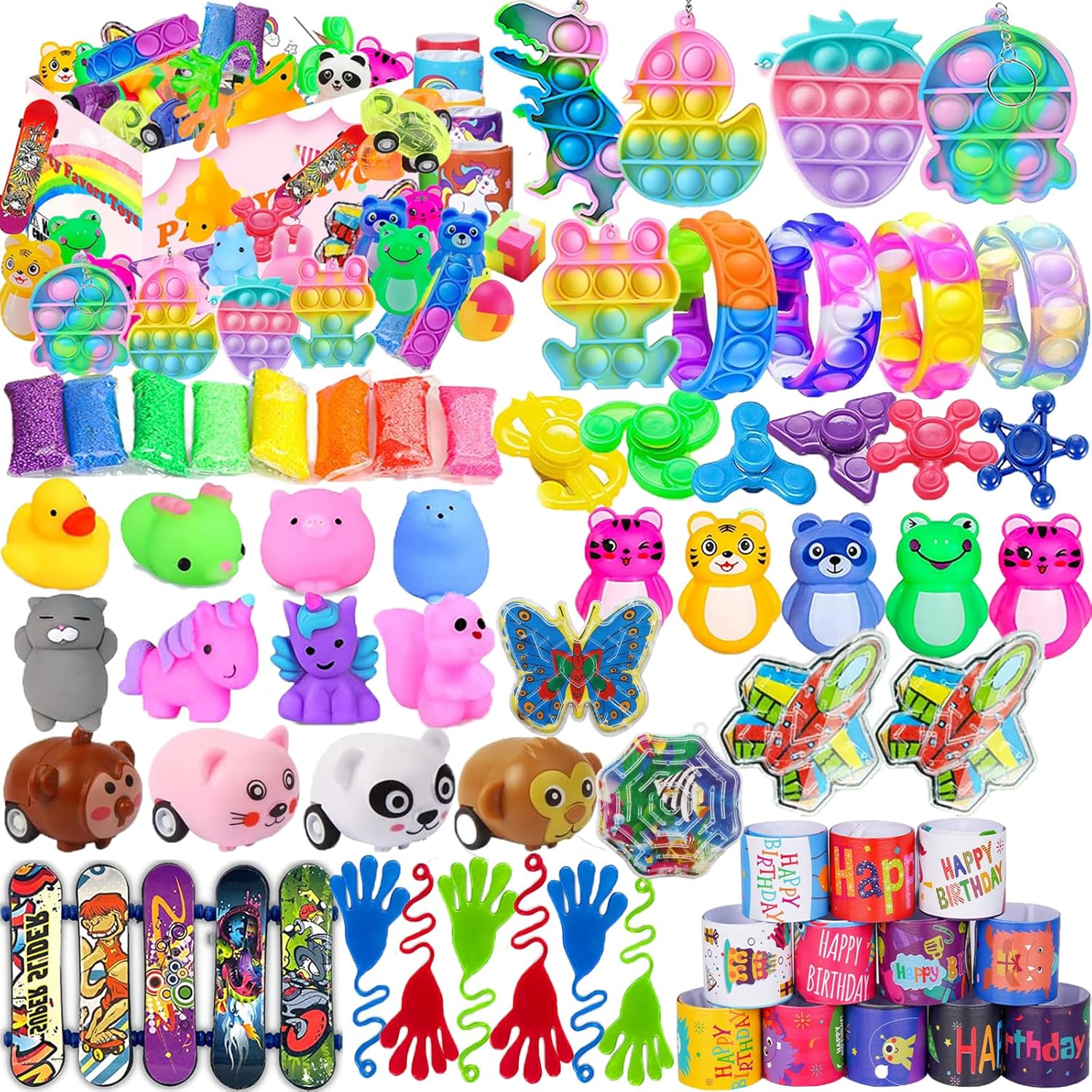 60 piezas de recuerdos de fiesta pop para niños, paquete de juguetes antiestrés, juguetes de caja del tesoro, premios de aula, relleno de piñata,
