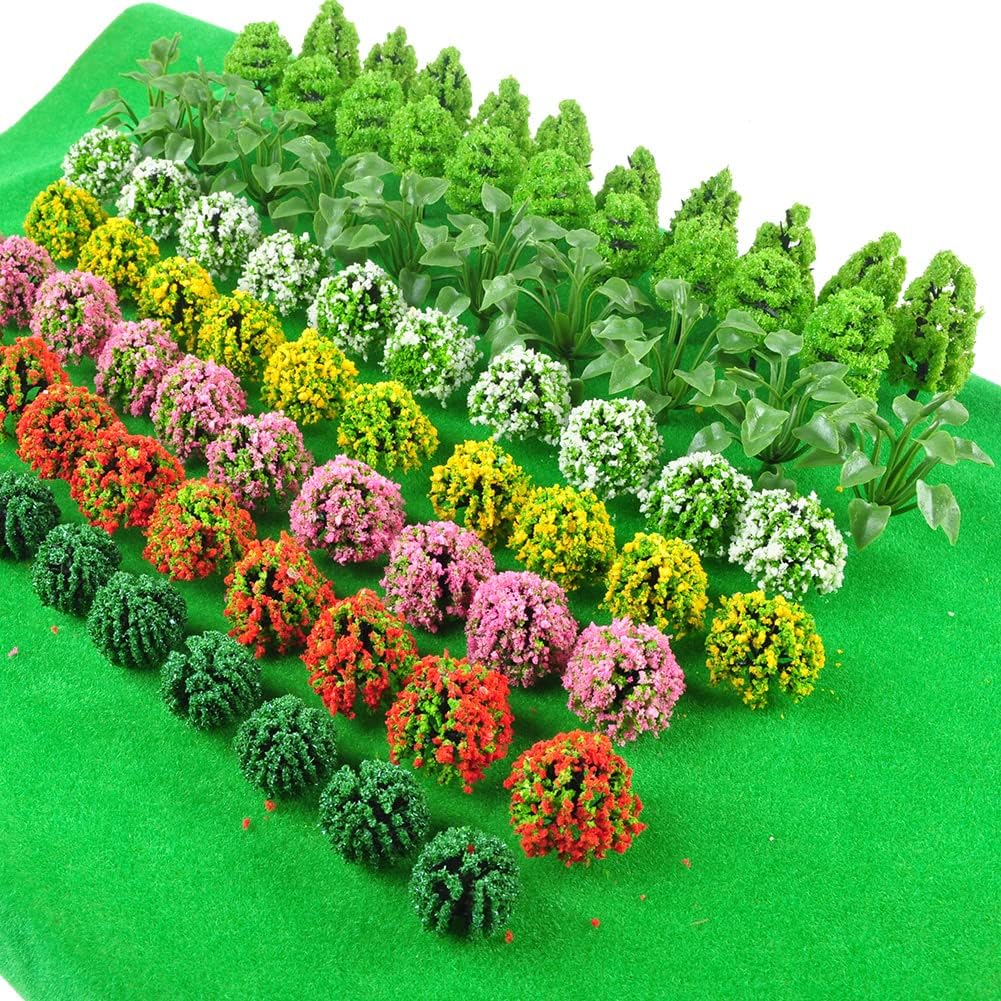 80pcs 1.18-2.36 pulgadas modelo mixto árboles accesorios modelo tren paisaje arquitectura árboles modelo paisaje sin soportes