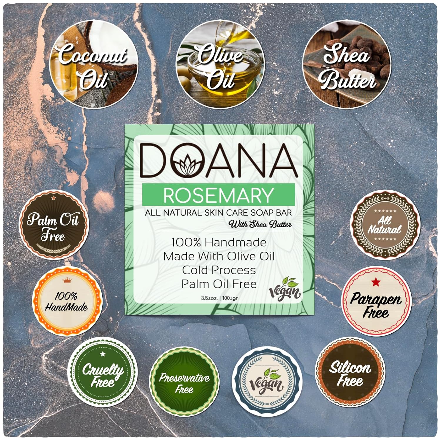 Barra de jabón de romero, ahora con manteca de karité, vegano, aceite de oliva y aceite de coco, sin aceite de palma, potente limpiador, propiedades