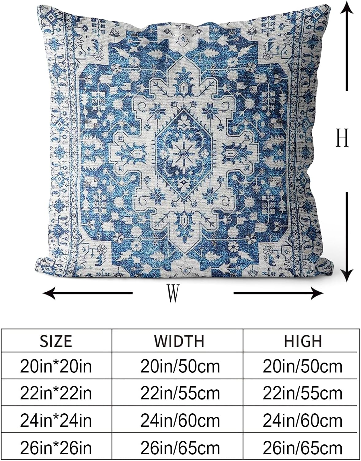 Snycler Juego de 2 fundas de cojín bohemias de 24 x 24 pulgadas, alfombra azul de Mónaco, alfombra persa de doble cara, de algodón, suave, fundas de
